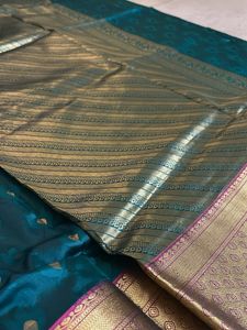 Elegant Teal &amp; Gold Saree