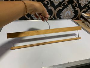 Hanger India's First Unique Design Wooden Hanger with Locking Bar for Clothes - Wardrobe, Coat, Sarees, Pants,Clothes Locking Bar Hanger (Set of 5)