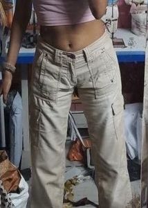 Beige Corduroy Cargo Pants