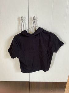 Black Polo Crop T-shirt