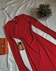 Elegant Red Long Sleeve Dress
