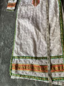 White Embroidered Kurta For Augest Office Wear