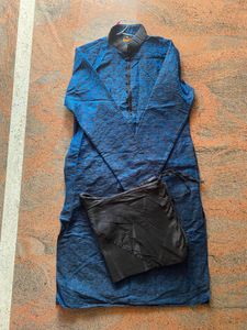 Manyavar blue &amp; black Kurta with pyjama