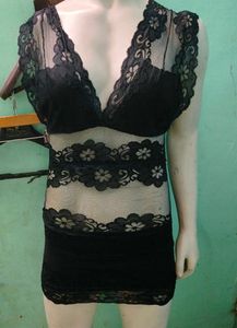 Lace Detail Black Dress