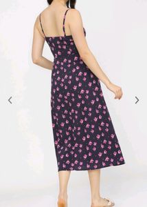 Purple Floral Print  Empire Dress