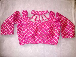 Pink Blouse with Gold Detail