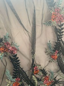 Black Dupatta With Multicolor Embroidery On Border