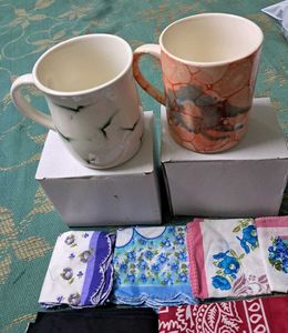 2 Mugs 6 Hankerchief And a Mask