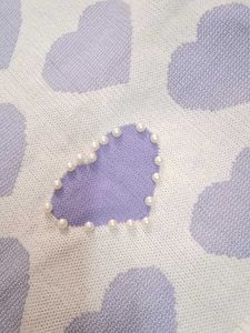 White Pearls Heart Shape  Short Sleeve Top