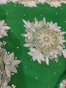 Elegant Green Embroidered Saree