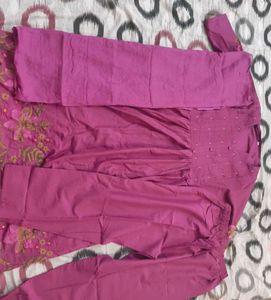 Elegant Rose Embroidered Anarkali Kurta Set with D