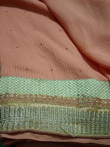 Peach And Gold Saree Without Blouse