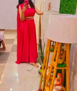 Shoulder Straps Fit And Flared Maxi Ethnic Dress