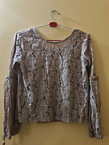 Ajio Elegant Long Sleeve Lace Top