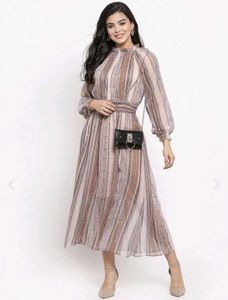Elegant Striped Midi Dress (34-36)