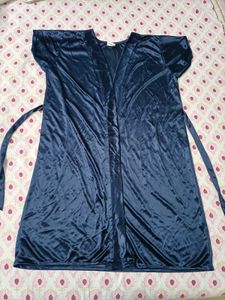 Navy Blue Satin Robe