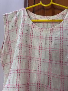 Sleeveless Kurti With Embroidery Work