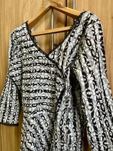 Black and White Angrakha Kurti