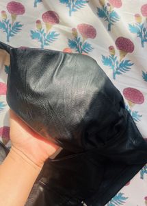 Black Faux Leather Halter Top