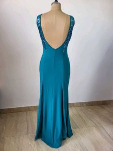 Teal Sequin Detail Gown
