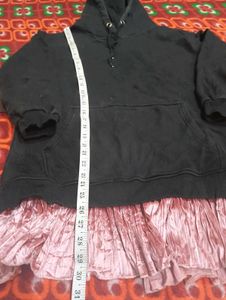 Black Hoodie Jumper Dress With Fur Inside