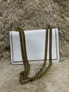 Fabulous White &amp; Gold Chain Bag