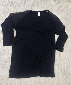 Black Sheer Sleeve Top