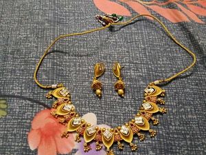 Gold-toned Necklace & Earring Set