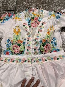 Floral Print White Dress