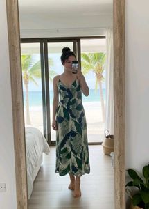 Leaf Print Maxi Dress