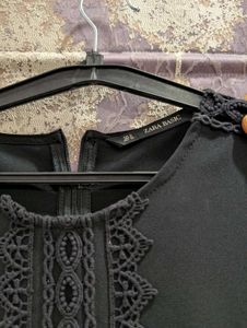 Zara Chic Black Lace Detail Dress