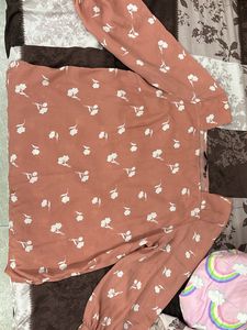 Square Neck Floral Peach Top