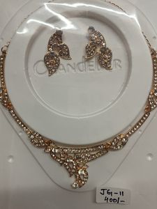 Neclace With Rosegold Base In AD Look