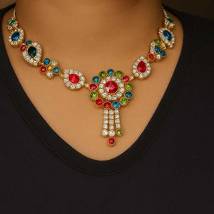 Colorful 🌈Rhinestone Floral Necklace✨🌸