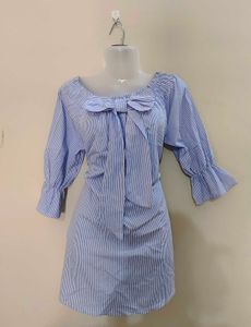 Blue Off Shoulder Mini Dress