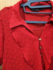 Red Ruffle Blouse