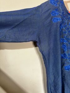 Embroidered Blue Kurta - XL