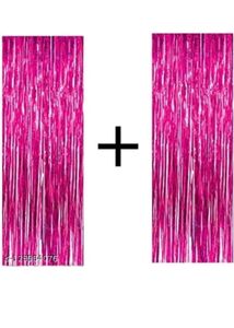 Pink Foil Fringe Curtain 3x6-pack Of 2