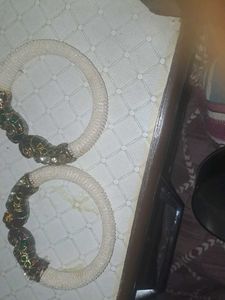 Peacock White Beads Kada