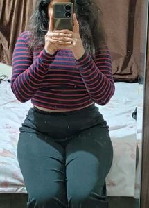 Striped Long Sleeve crop Top