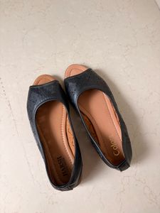 Black Peep-Toe Flats