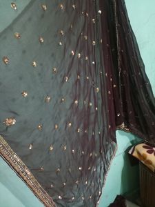 Burgundy Dupatta With Sequence Work Never Used