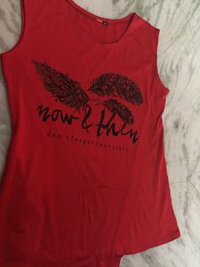 Red Sleeveless Graphic Tank Top