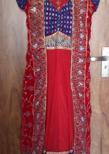 Only for buyer, partywear gown with ethnic jacket
