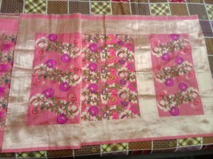 Pink Banarasi Silk Duppata