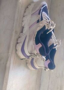 Stylish White &amp; Purple Sneakers