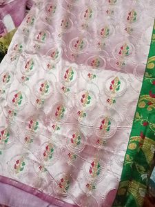 Pink colour banarasi saree