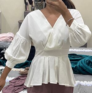 White Formal Peplum Top