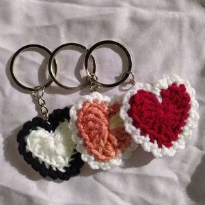 Heart Crochet Keychains