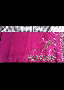 Purple handwork saree